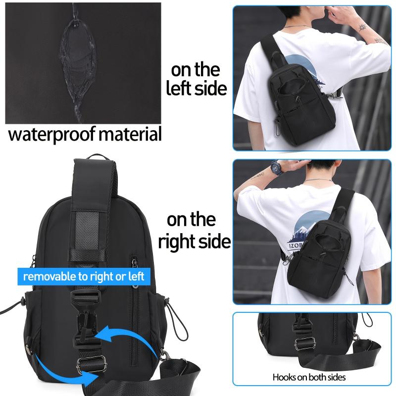 Sling Bag Men Backpack Unisex One Shoulder Bag Hiking Travel Backpack Crossbody With USB Port Versatile Casual Daypack