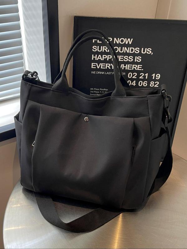 Women's Solid Color Tote Bag, Fashionable Large Capacity Shoulder Bag for Work & Daily Used, Casual Trendy Versatile High-quality Daily Commuting Bag