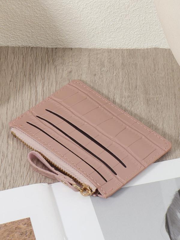 Women's Fashionable Crocodile Embossed Zipper Short Wallet, Casual Plain Color Coin Purse, Multi Card Slot Wallet for Daily Used