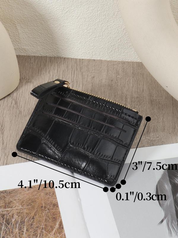 Women's Fashionable Crocodile Embossed Zipper Short Wallet, Casual Plain Color Coin Purse, Multi Card Slot Wallet for Daily Used