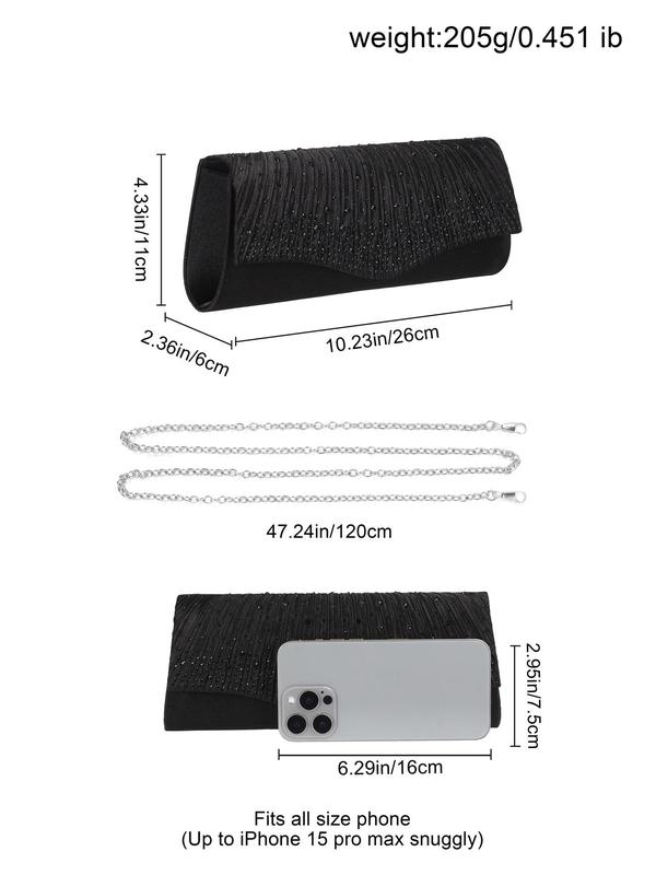 Women's Elegant Rhinestone Decorated Evening Bag, 2024 New Style Exquisite Trendy Clutch Bag, Fashionable Bag for Party Wedding Decoration