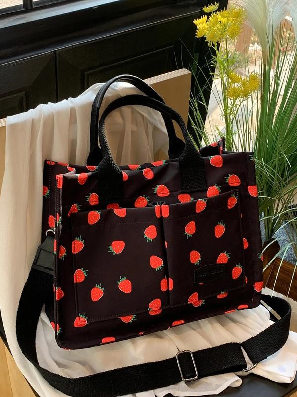 Fashionable Floral Pattern Tote Bag, Simple Design Adjustable Strap Shoulder Bag for Women & Girls, Casual  High-quality Daily Work Bag, Girl Fashionable Designer Shopping Bag, , Fall Outfits, Fall Freshness, for Fall