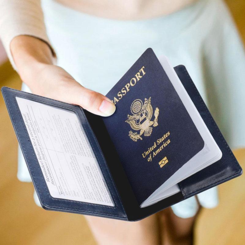 2024 Outdoor Letter Pattern Passport Holder, 1 Count Portable Simple Solid Color Passport Organizer for Outdoor Travel