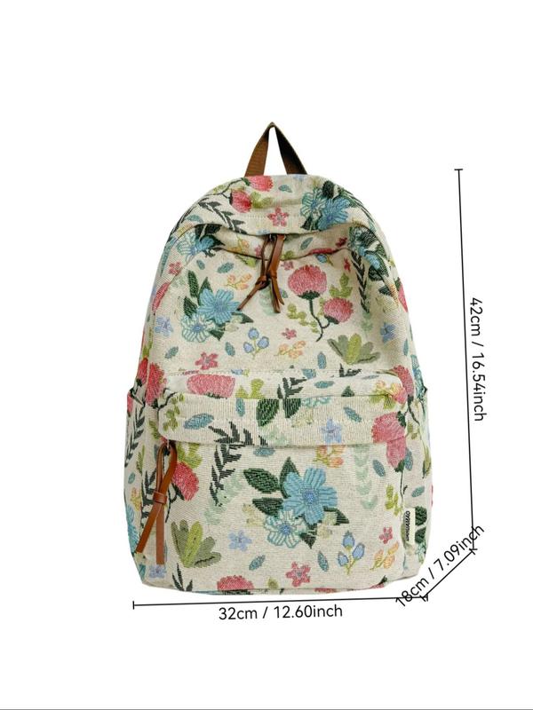 Floral Pattern Backpack, Large Capacity Zipper Backpack, Fashionable Backpack for Women & Men, Casual Trendy Versatile High-quality Daily Commuting Bag