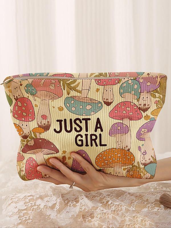 Mushroom Pattern Makeup Bag, Casual Versatile Storage Bag, Travel Makeup Bag, Suitable for Women and All Kinds of Occasions