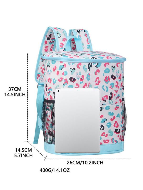 Outdoor Insulated Zipper Design Lunch Bags for Women, Portable Leopard Print Picnic Cooler for Hiking, Vacation Essentials, Travel Bag, Travel Luggage Bag for Back To School