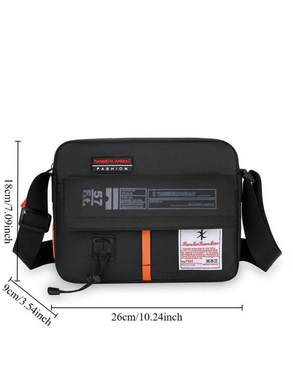 Men's Fashionable Letter Patched Design Crossbody Bag, Casual Large Capacity Shoulder Bag for Business Commuting, Outdoor Leisure Messenger Bag