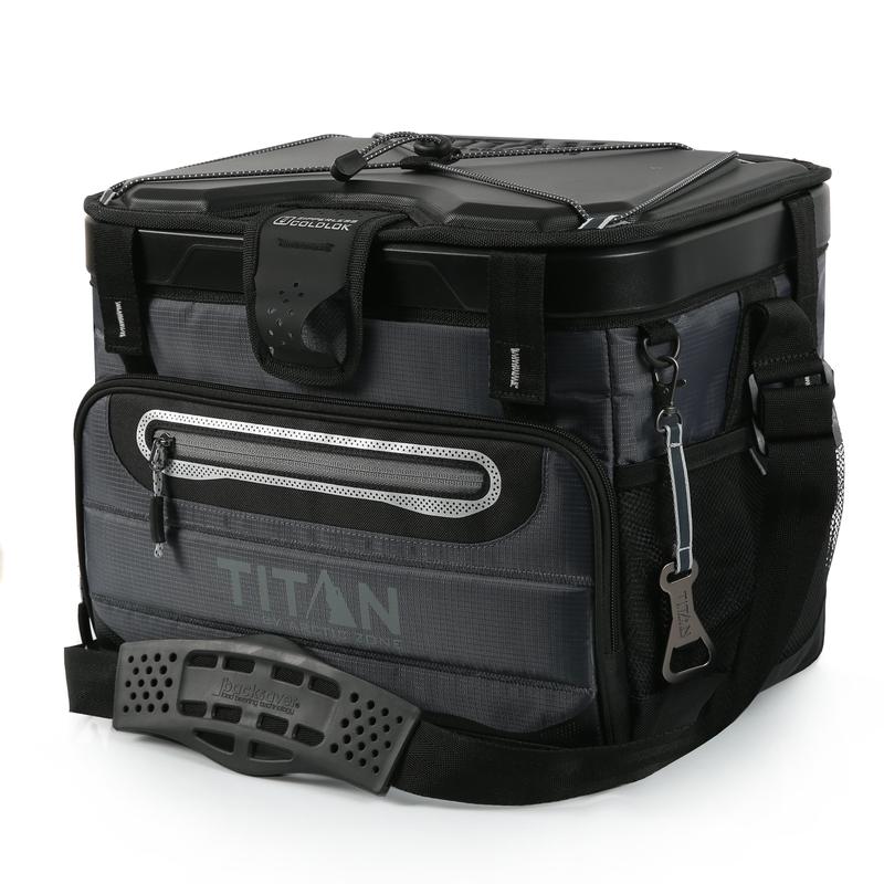 Titan 40 Can Capacity Collapsible Zipperless Cooler, Black Gray