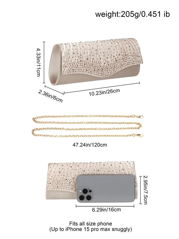 Women's Elegant Rhinestone Decorated Evening Bag, 2024 New Style Exquisite Trendy Clutch Bag, Fashionable Bag for Party Wedding Decoration