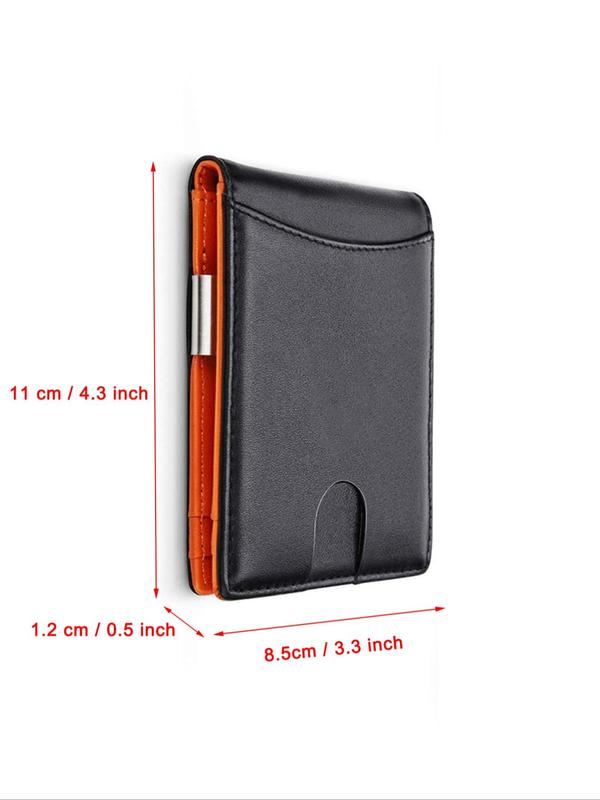 Men's Simple Plain Rfid Blocking Multiple Slots Card Holder As Gift, Casual Business Bifold Wallet for Daily Use, Portable Money Clip