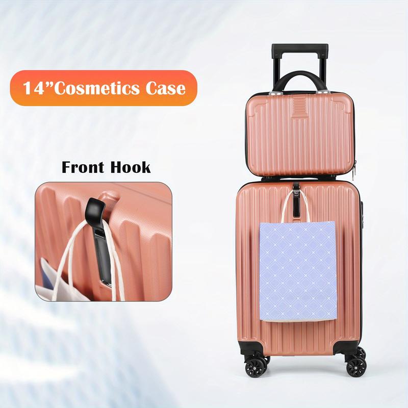 Carry-on Luggage 20-Inch Suitcase Set 2-Piece 14-Inch Cosmetic Case, Hard Edge Carry-on Suitcase Set