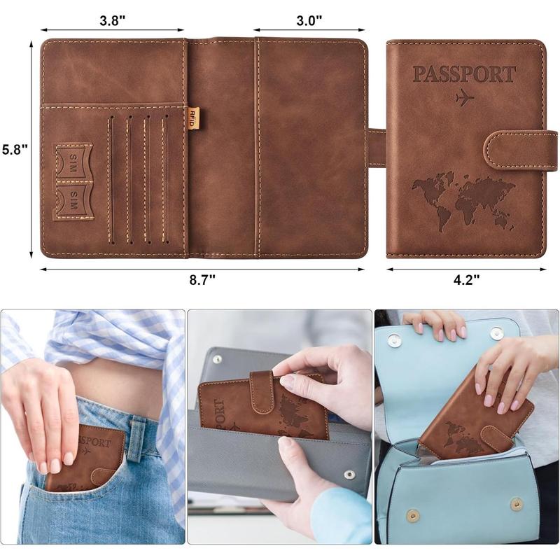 Passport Holder for Travel Essentials, Passport Wallet Cover Case for Travel Must Haves Accessories,Passport Book Holders for Women and Men(brown)