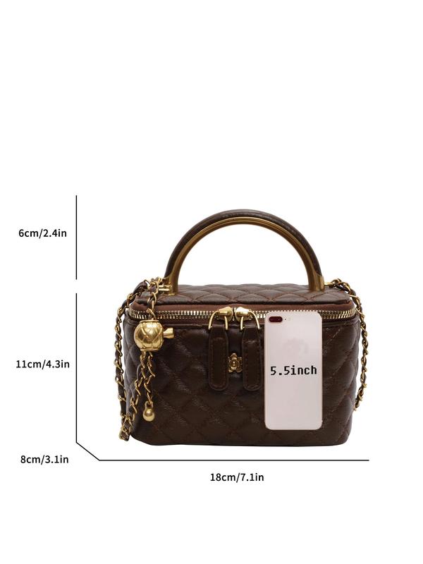 Women's Elegant Quilted Design Chain Strap Handbag, Fashionable Solid Color Square Bag, Casual Trendy Versatile High-quality Daily Commuting Bag