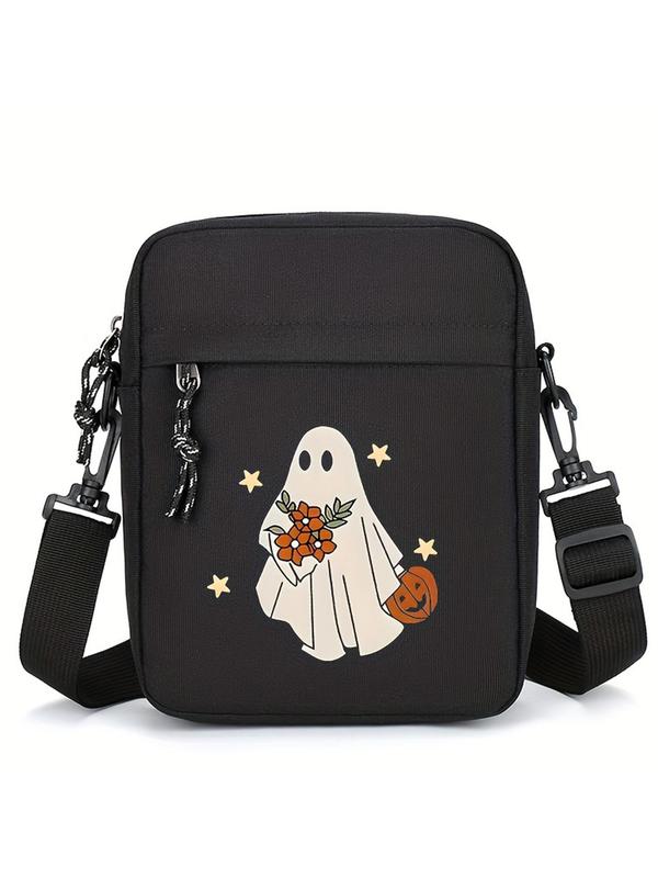 Ghost Pattern Crossbody Bag, Casual Versatile Shoulder Bag for Women, Halloween Themed Trendy All-match Bag for Daily Use