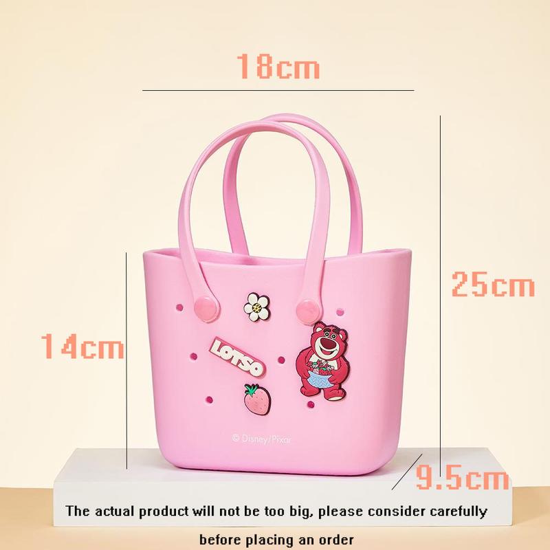 Disney Mini Lunch Bag For Women EVA Lunch Tote Bag Cute Crocs Design Durable Lunch Bags For Girls Small Size Pink Purple Beige With Handle Cute Bento Bags For Tutorial School Work