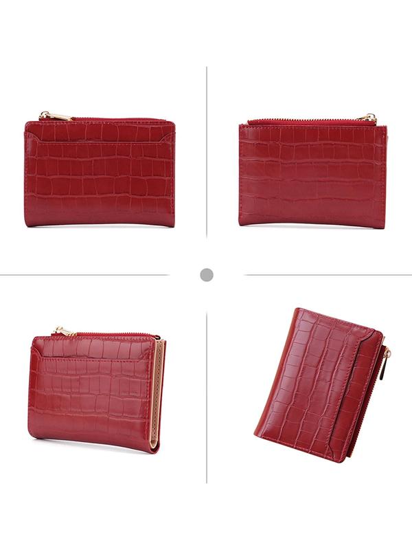 Women's Cute Crocodile Embossed Short Wallet, Simple Multi Card Slot Card Holder, Casual Trendy Versatile High-quality Daily Wallet