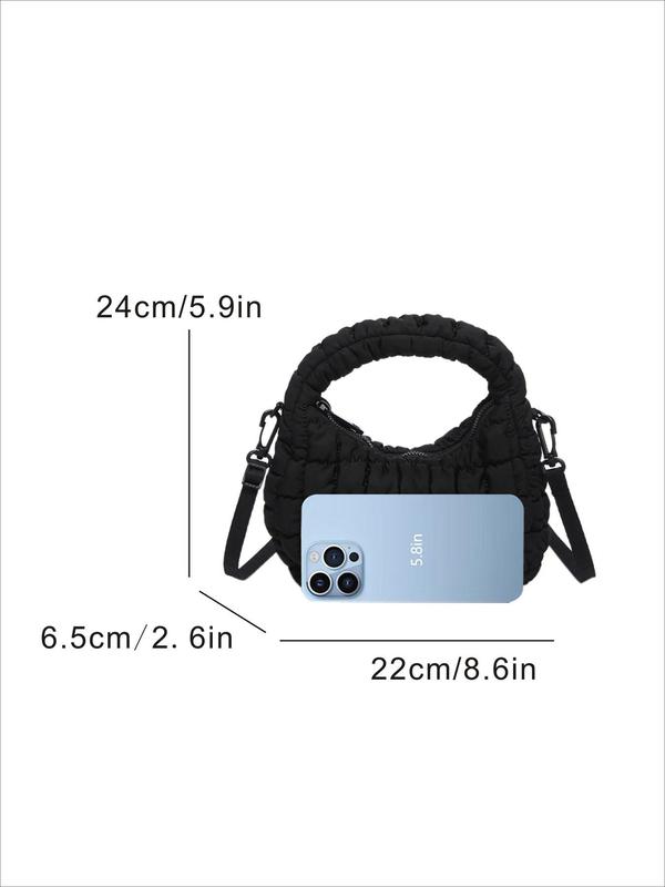 Women's Solid Color Quilted Puffer Hobo Bag, Fashionable Casual Crossbody Bag for Daily Used, Trendy All-match Commuter Bag, Girl Fashionable Shopping Bag