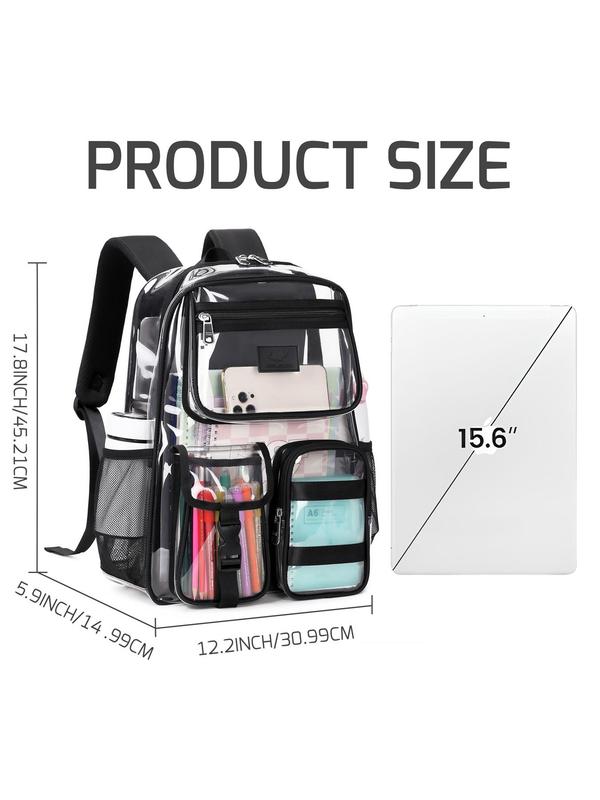 Waterproof Transparent Backpack, Large Capacity School Bag for Women & Men, Casual Trendy Versatile High-quality Daily Commuting Bag, Girl Fashionable Shopping Bag