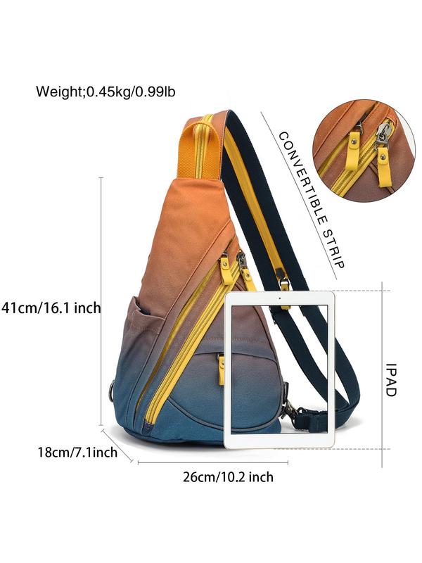 Casual Solid Color Zipper Backpack, Multifunctional Canvas Sling Bag, Fashionable Small Backpack for Men & Women, Casual Daypack for Daily Used