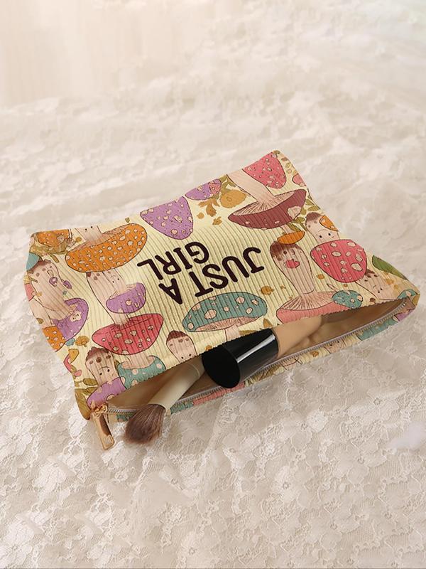 Mushroom Pattern Makeup Bag, Casual Versatile Storage Bag, Travel Makeup Bag, Suitable for Women and All Kinds of Occasions