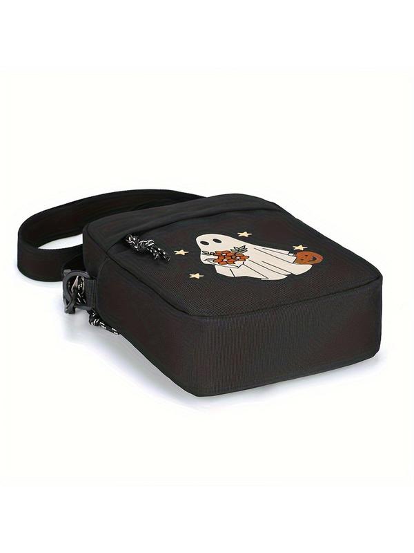 Ghost Pattern Crossbody Bag, Casual Versatile Shoulder Bag for Women, Halloween Themed Trendy All-match Bag for Daily Use