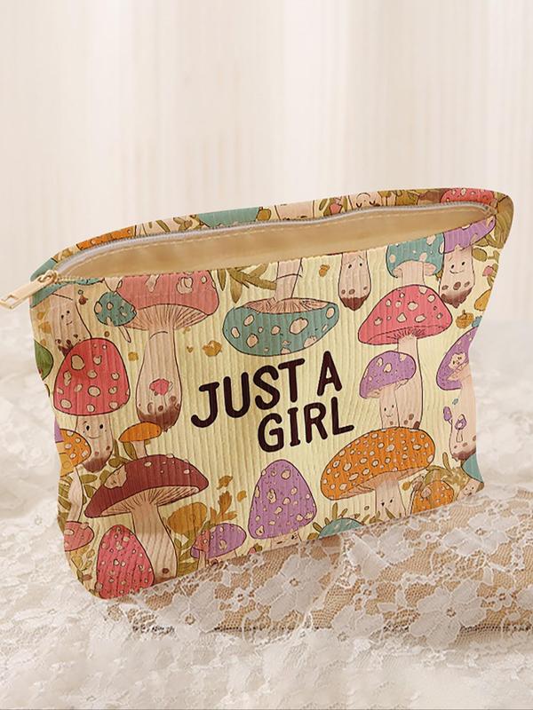 Mushroom Pattern Makeup Bag, Casual Versatile Storage Bag, Travel Makeup Bag, Suitable for Women and All Kinds of Occasions