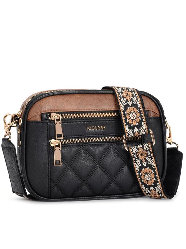 Women's Ethnic Pattern Strap Crossbody Bag, Fashionable Pu Leather Argyle Quilted Shoulder Bag for Daily Used, Casual Trendy Versatile High-quality Daily Commuting Bag