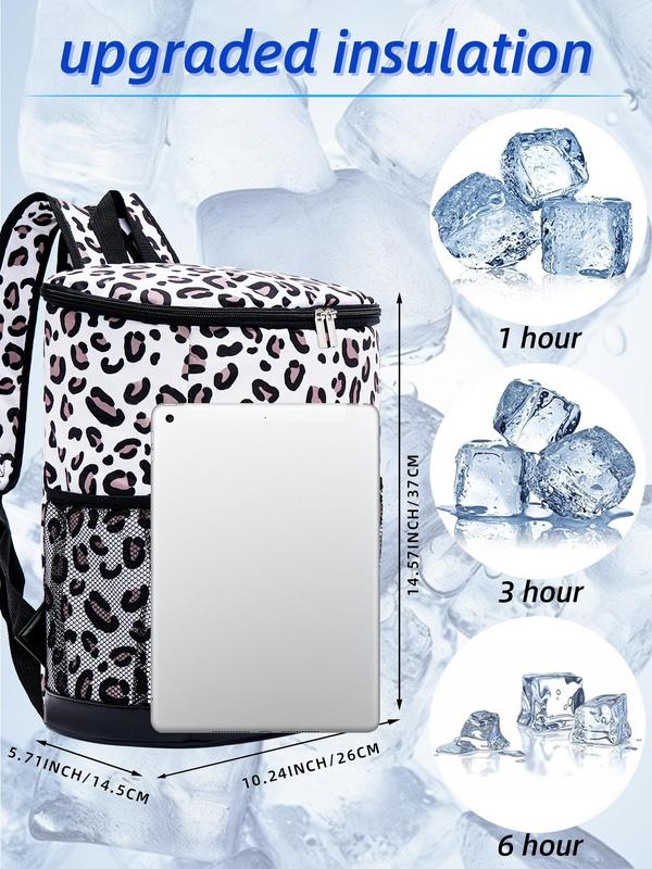 Outdoor Insulated Zipper Design Lunch Bags for Women, Portable Leopard Print Picnic Cooler for Hiking, Vacation Essentials, Travel Bag, Travel Luggage Bag for Back To School