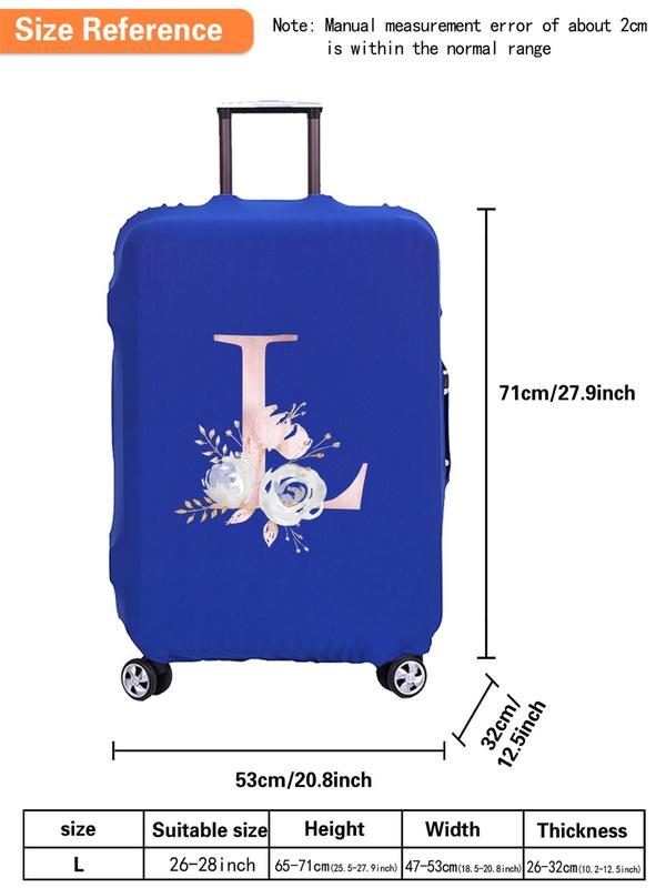 Floral & Letter Pattern Luggage Cover, Stretch Suitcase Protector, Bag Dust Case Cover, Travel Accessories Bag Covers for 26-28 Inch Suitcase