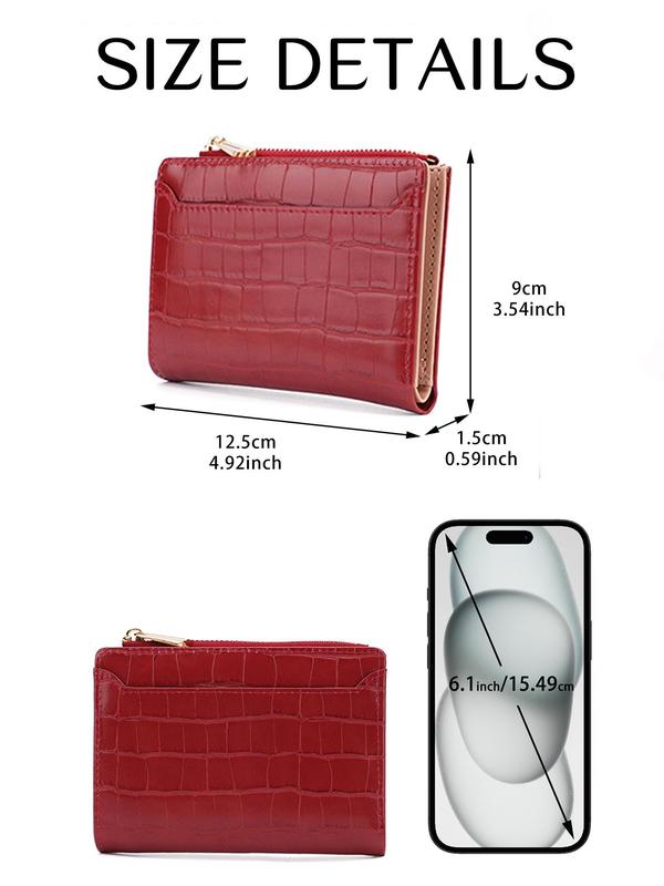 Women's Cute Crocodile Embossed Short Wallet, Simple Multi Card Slot Card Holder, Casual Trendy Versatile High-quality Daily Wallet