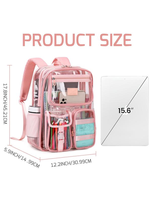 Waterproof Transparent Backpack, Large Capacity School Bag for Women & Men, Casual Trendy Versatile High-quality Daily Commuting Bag, Girl Fashionable Shopping Bag