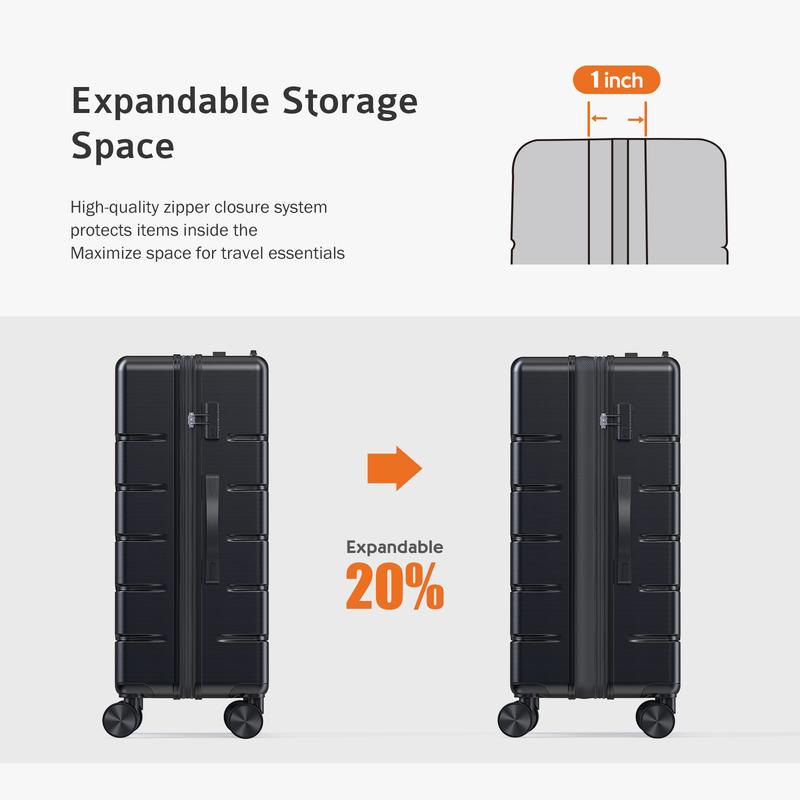 Sweetcrispy Plus Carry on Luggage, Hard Shell ABS Suitcase with Double Spinner Wheels, Lightweight Expandable Rolling Luggage with TSA Lock
