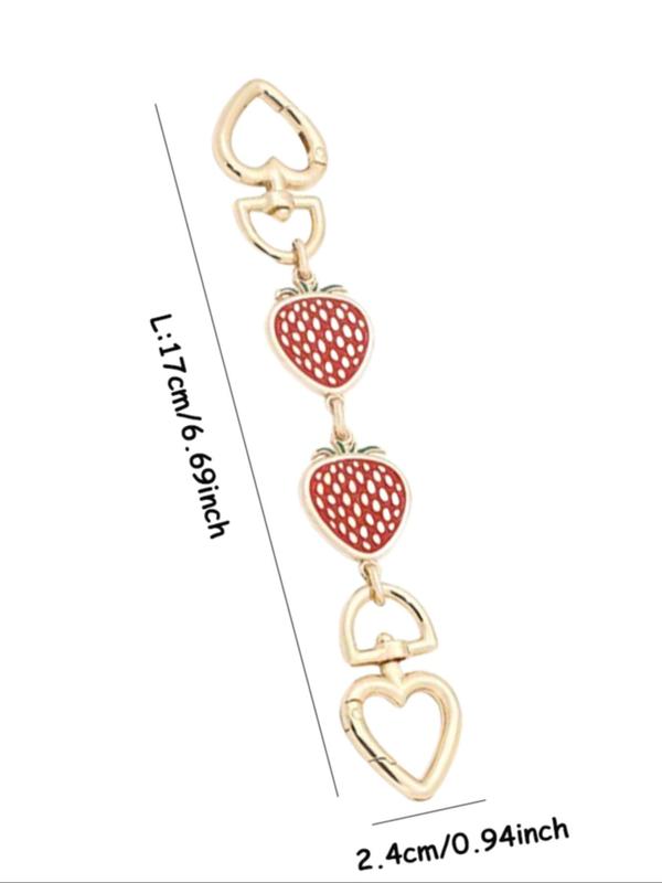 2024 Strawberry Shaped Bag Strap Extender Chain, Bag Extension Chain Replacement Accessory for Women & Girls, Strawberry Charm for Crossbody Bag