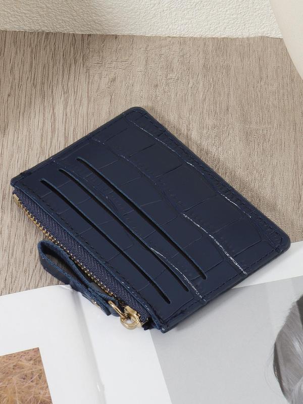 Women's Fashionable Crocodile Embossed Zipper Short Wallet, Casual Plain Color Coin Purse, Multi Card Slot Wallet for Daily Used