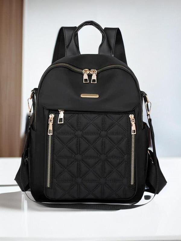 Women's Summer Solid Geometric Textured Classic Backpack With Mini Bag, Fall Outfits, Fall Freshness