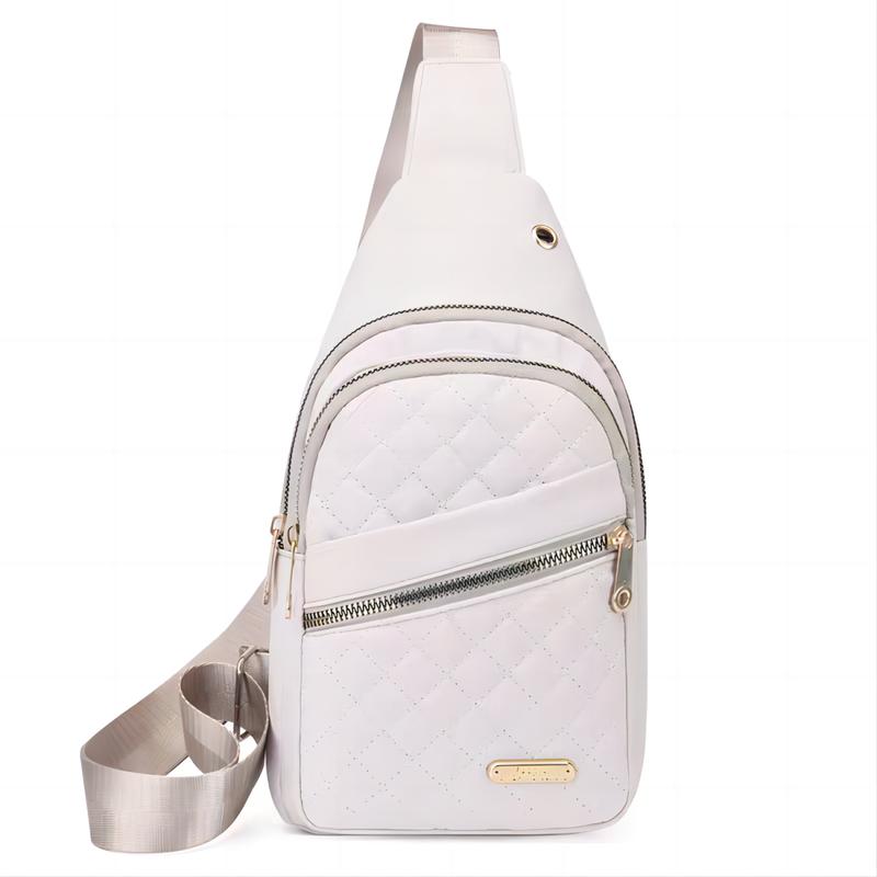 2024 Summer Quilted Zipper Chest Bag for Women, New Fashion Versatile Sling Bag for Party, Daily, Multifunctional Matching Multiple Pocket Design for Daily