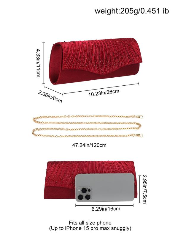 Women's Elegant Rhinestone Decorated Evening Bag, 2024 New Style Exquisite Trendy Clutch Bag, Fashionable Bag for Party Wedding Decoration