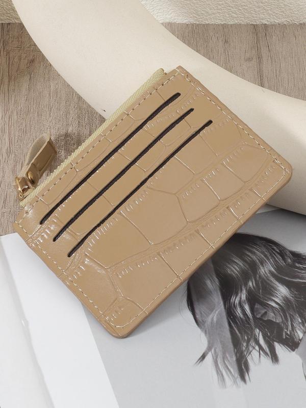 Women's Fashionable Crocodile Embossed Zipper Short Wallet, Casual Plain Color Coin Purse, Multi Card Slot Wallet for Daily Used