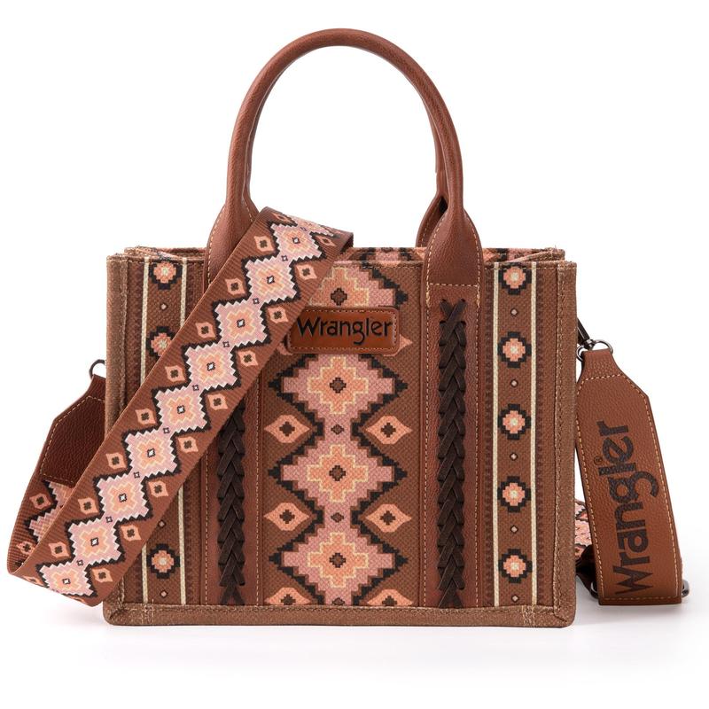 Wrangler [MegaLive] Fall Winter New Product Southwestern Dual Sided Print Canvas Tote Crossbody Bag