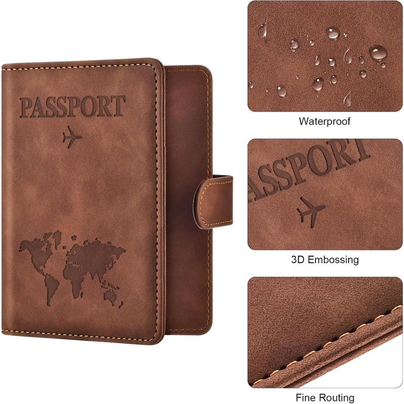 Passport Holder for Travel Essentials, Passport Wallet Cover Case for Travel Must Haves Accessories,Passport Book Holders for Women and Men(brown)