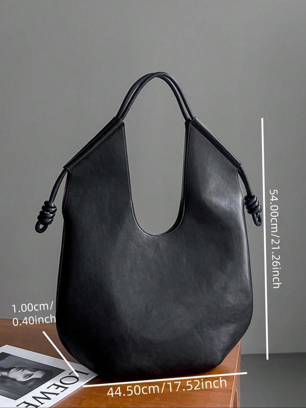 Women's Elegant Solid Color Shoulder Bag, Fashionable Large Capacity Tote Bag for Work & Daily Used, Casual Trendy Versatile High-quality Daily Commuting Bag