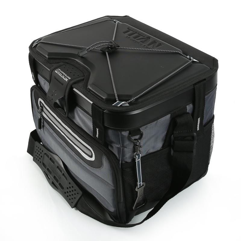 Titan 40 Can Capacity Collapsible Zipperless Cooler, Black Gray