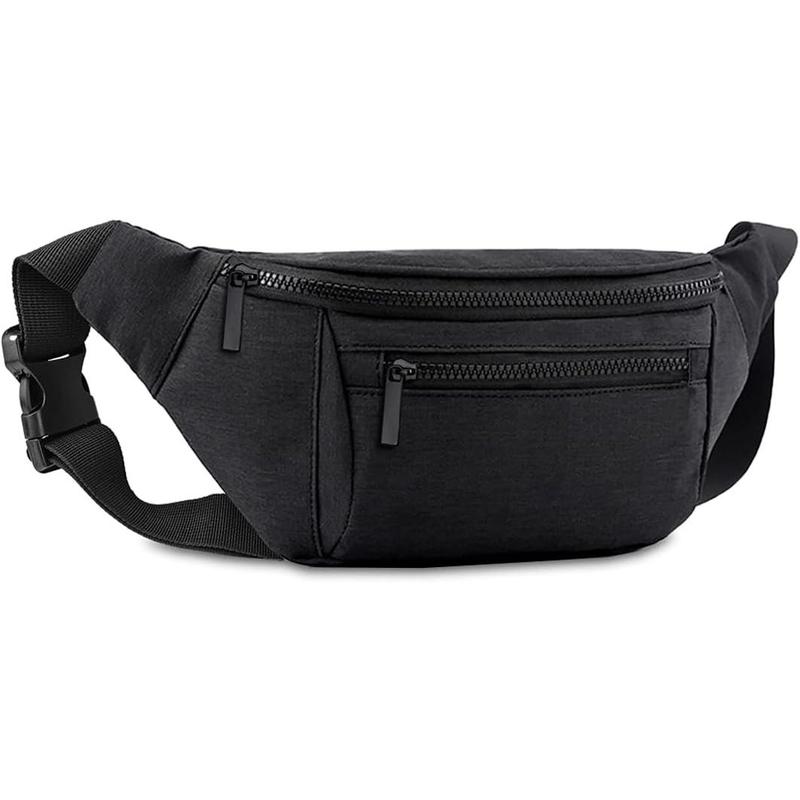 Fanny Pack for Men Women,Crossbody Waist Bag Pack,Belt Bag for Travel Walking Running Hiking Cycling,Easy Carry Any Phone,Wallet (Black)