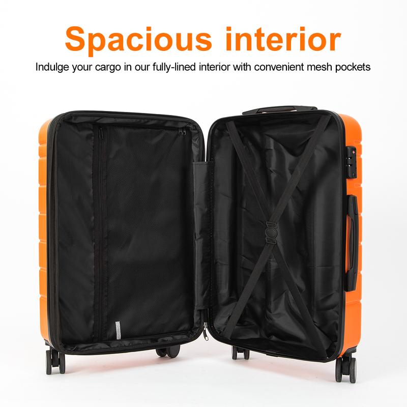 Expandable +ABS Durable Suitcase Sets Double Wheels TSA Lock 4 Piece Luggage Set