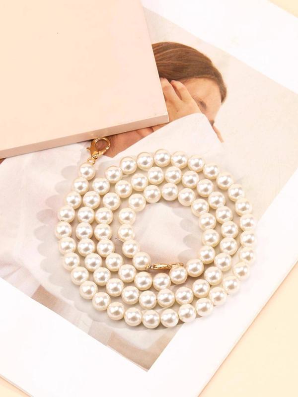 Faux Pearl Decorated Beaded Bag Strap, Elegant Simple Plain Color Bag Strap, Fashionable Bag Accessories for Women & Girls