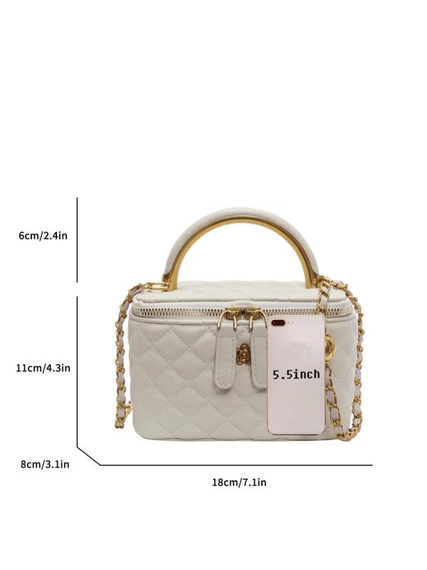 Women's Elegant Quilted Design Chain Strap Handbag, Fashionable Solid Color Square Bag, Casual Trendy Versatile High-quality Daily Commuting Bag