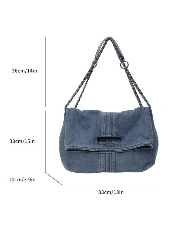 Women's Casual Denim Crossbody Bag, Fashionable Solid Color Shoulder Bag for Daily Used, Casual Trendy Versatile High-quality Daily Commuting Bag