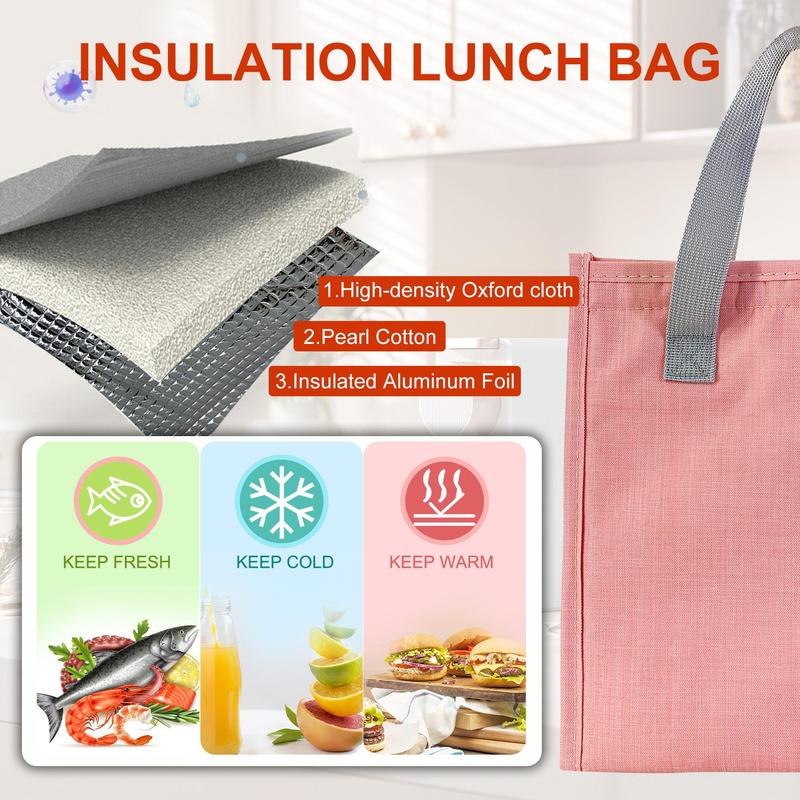 Portable Large Capacity Lunch Bag with Handle, 1 Count Lunch Bags for Women, Insulated Lunch Box Storage Bag for Travel, 2024 Outdoor, Office, Summer for Gift