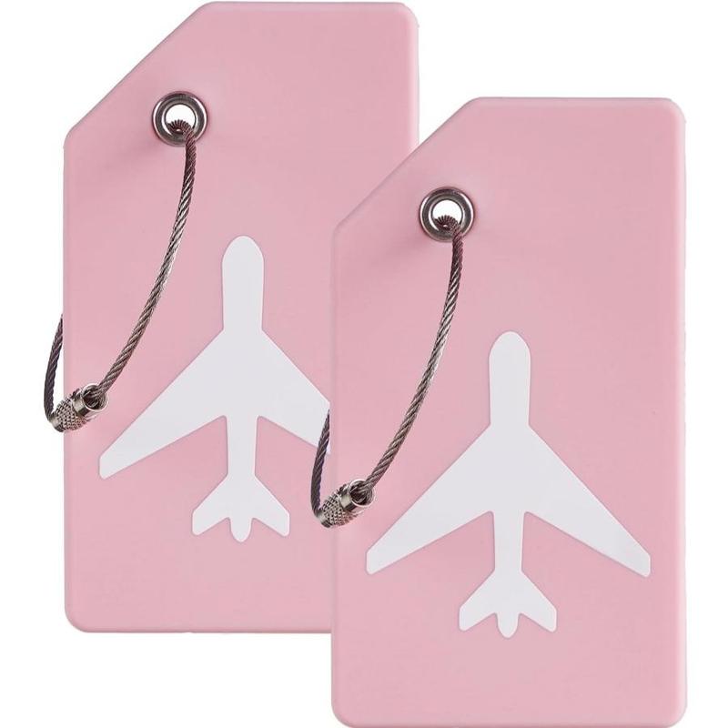 Airplane Design Silicone Luggage Tags, 2 Counts Name Card Travel Accessory Tags For Backpacks Suitcases Travel Bags