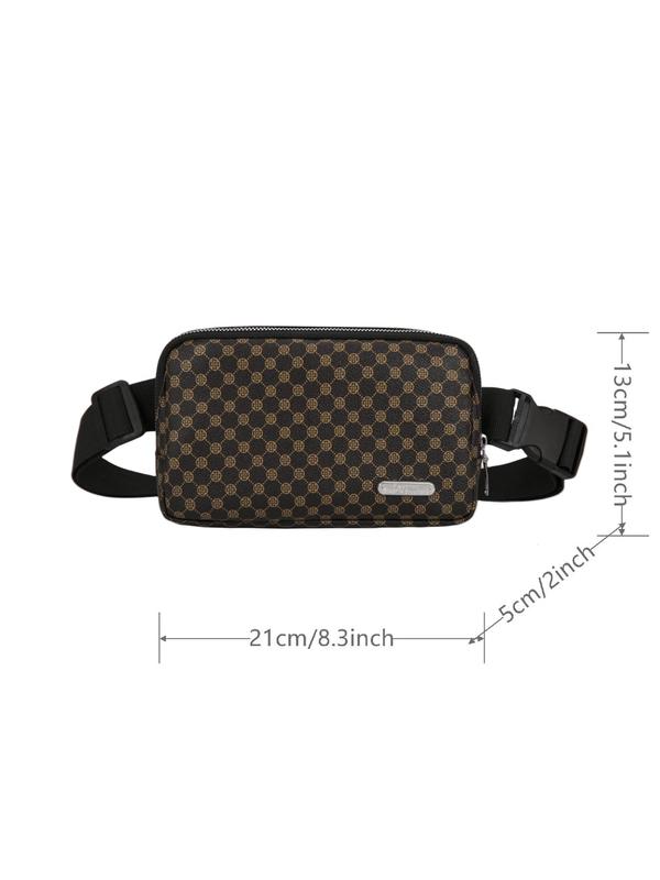 Women's Fashion Polka Dot Print Fanny Pack,  Casual Solid Color Zipper Belt Bag for Daily Used, Lightweight Sporty Multi-pocket Pu Leather Shoulder Bag